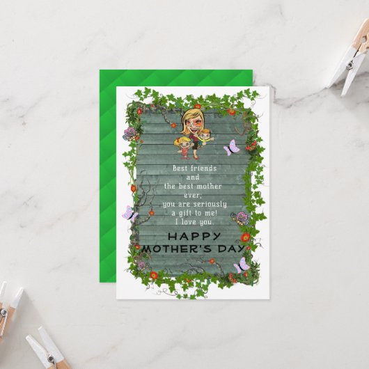 Moederdag wenskaart kaart (Voorkant / Achterkant in situ)