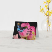 Moederdag wenskaart met blauwe vlinder kaart (Gele Bloem)