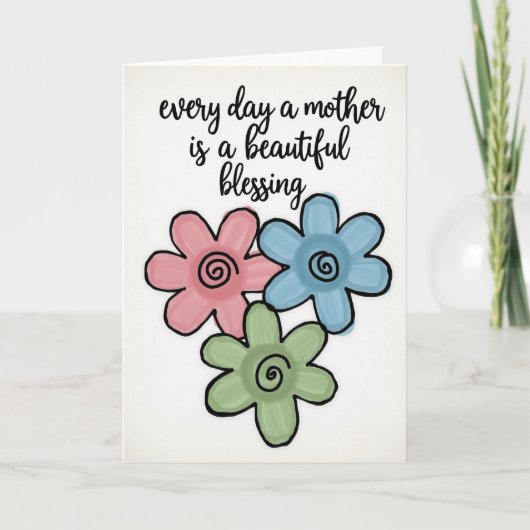 Moederdag wenskaart met bloemen kaart (Voorkant)
