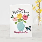 Moederdag wenskaart met vlinders kaart (Gele Bloem)