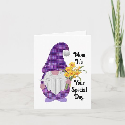 Moederdag wenskaart voor kabouter kaart (Voorkant)
