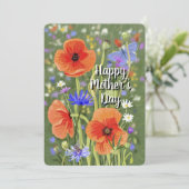 Moederdag wenskaart wilde bloemen vlinders (Staand voorkant)