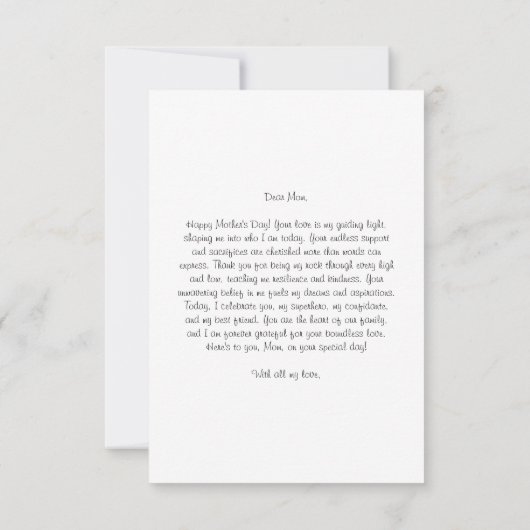 Moederdag Wenskaarten Bedankkaart (Achterkant)