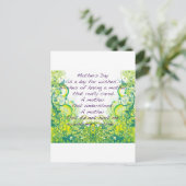 Moederdag wenst groen geel briefkaart (Staand voorkant)