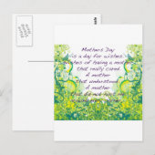 Moederdag wenst groen geel briefkaart (Voorkant / Achterkant)