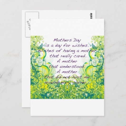 Moederdag wenst groen geel briefkaart (Voorkant / Achterkant)