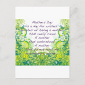 Moederdag wenst groen geel briefkaart (Voorkant)