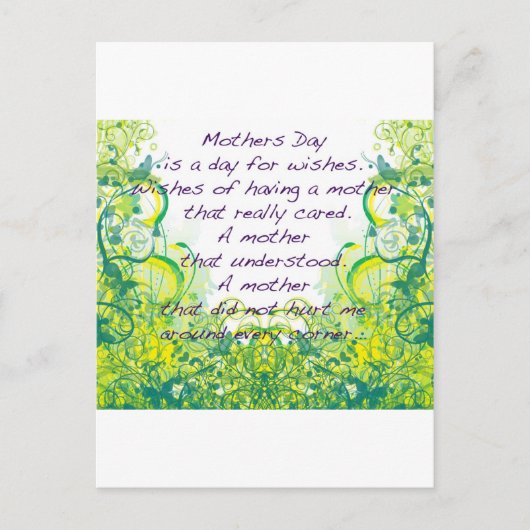 Moederdag wenst groen geel briefkaart (Voorkant)