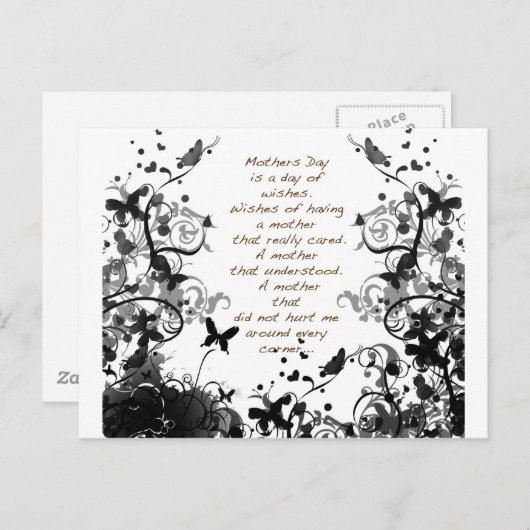 Moederdag wenst zwart misbruik briefkaart (Voorkant / Achterkant)