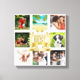 Moederdag Werelds Beste Moeder Familie Fotocollage Canvas Afdruk
