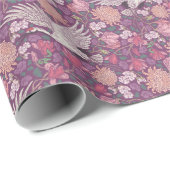Moederdag White Crane Heron Pink Peach Cadeaupapier (Rol Hoek)
