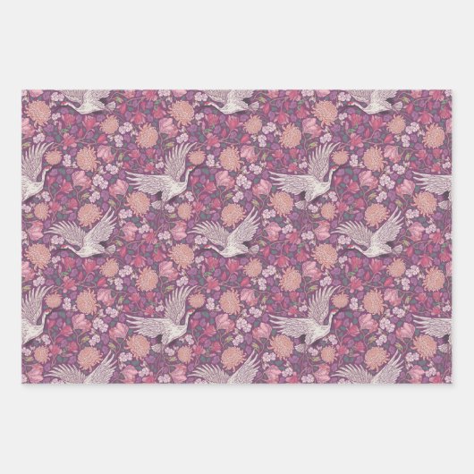 Moederdag White Crane Heron Pink Peach Inpakpapier Vel (Voorkant 3)