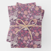 Moederdag White Crane Heron Pink Peach Inpakpapier Vel (In situ)