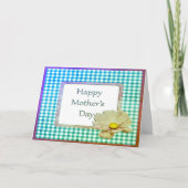 Moederdag White Flower and Blue Gingham Kaart (Voorkant)