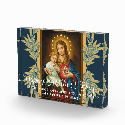 moederdag White Overlay |Immaculeer Mary Jesus Fotoblokken (Rechts)