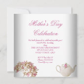 Moederdag White Pink floral Tea Kaart (Achterkant)