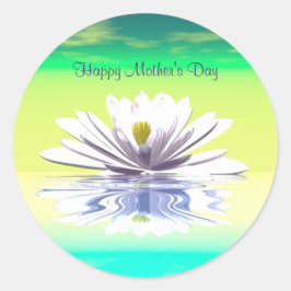 Moederdag White Water Lily Ronde Sticker