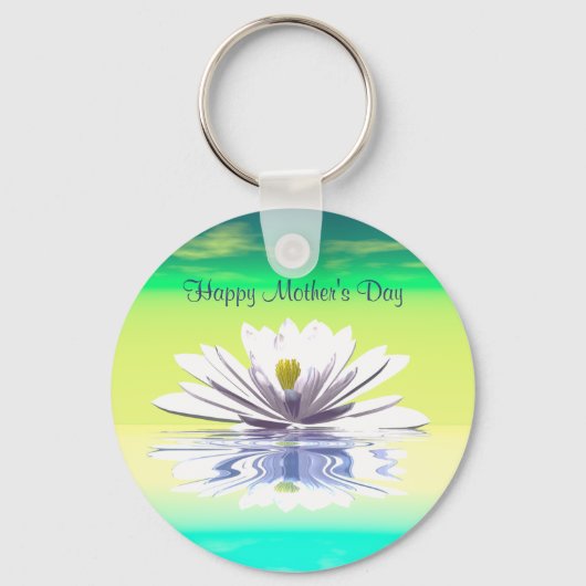 Moederdag White Water Lily Sleutelhanger (Voorkant)