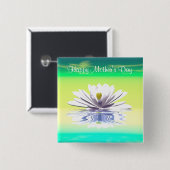 Moederdag White Water Lily Vierkante Button 5,1 Cm (Voorkant /achterkant)