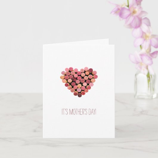 Moederdag Wijn Hart Kaart (Orchidee)