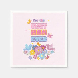 Moederdag wilde bloemen vlinder schattig Aquarel Servet