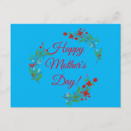 Moederdag Wish Red Flowers waterverf Blue Briefkaart