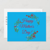 Moederdag Wish Red Flowers waterverf Blue Briefkaart (Voorkant / Achterkant)