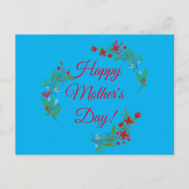Moederdag Wish Red Flowers waterverf Blue Briefkaart