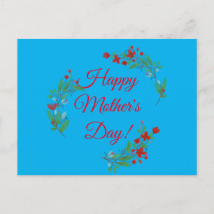 Moederdag Wish Red Flowers waterverf Blue Briefkaart