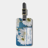 Moederdag Witte Daisies Tuin van Liefde Blauwe Hem Bagagelabel (Voorkant verticaal)
