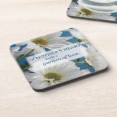 Moederdag Witte Daisies Tuin van Liefde Blauwe Hem Drankjes Onderzetter (Linkerzijde)