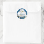 Moederdag Witte Daisies Tuin van Liefde Blauwe Hem Ronde Sticker (Tas)