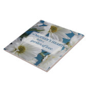 Moederdag Witte Daisies Tuin van Liefde Blauwe Hem Tegeltje (Zijkant)