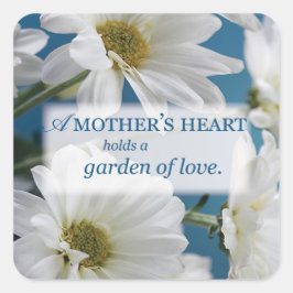 Moederdag Witte Daisies Tuin van Liefde Blauwe Hem Vierkante Sticker