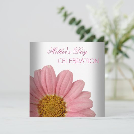 Moederdag Witte Roze Bloemen Kaart (Staand voorkant)