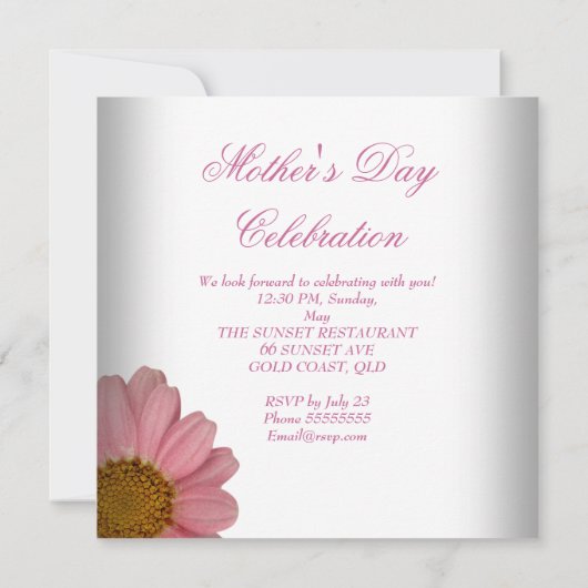 Moederdag Witte Roze Bloemen Kaart (Achterkant)