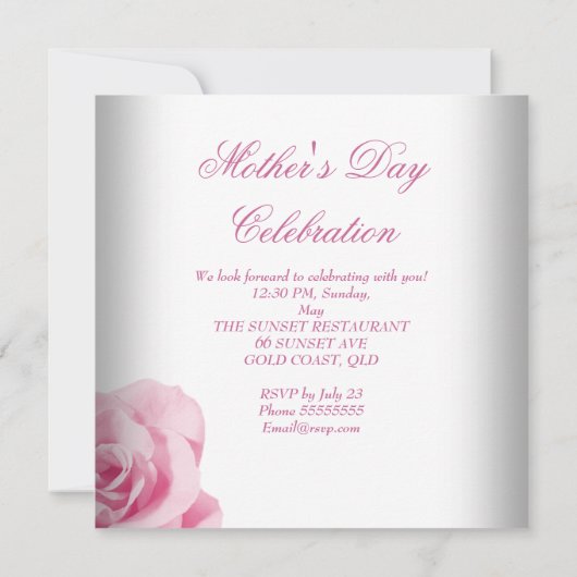 Moederdag Witte Roze Rozen Bloemen Kaart (Achterkant)