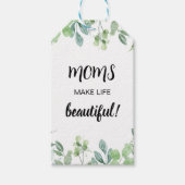 Moederdag Word Art met gebladerte Cadeaulabel (Voorkant)