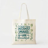 Moederdag Word Art met gebladerte Tote Bag (Voorkant)