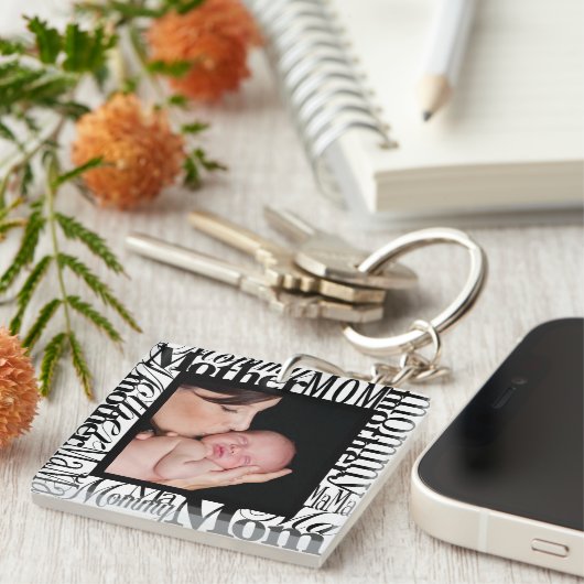 Moederdag Word Collage Photo-Sleutelhanger aanpass Sleutelhanger (Voorkant Rechts)