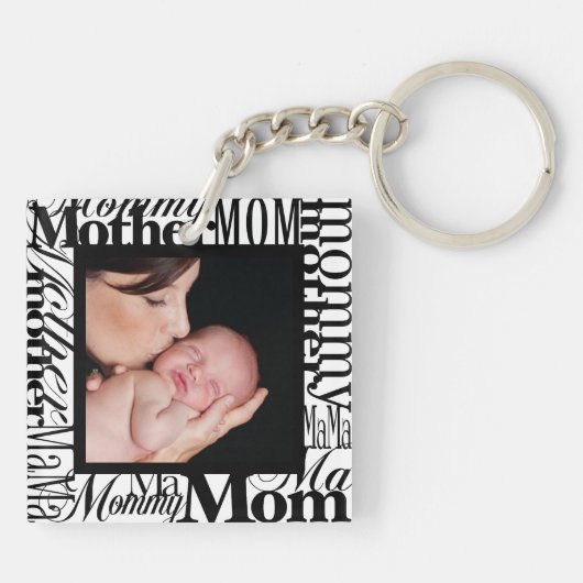 Moederdag Word Collage Photo-Sleutelhanger aanpass Sleutelhanger (Achterkant)