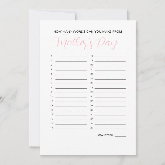 Moederdag Word Maker-spel Kaart (Voorkant)