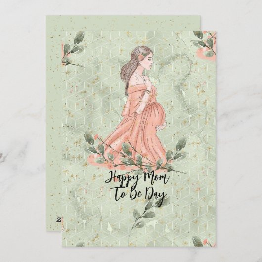 Moederdag Wordt moeder Groen Feestdagenkaart (Voorkant / Achterkant)