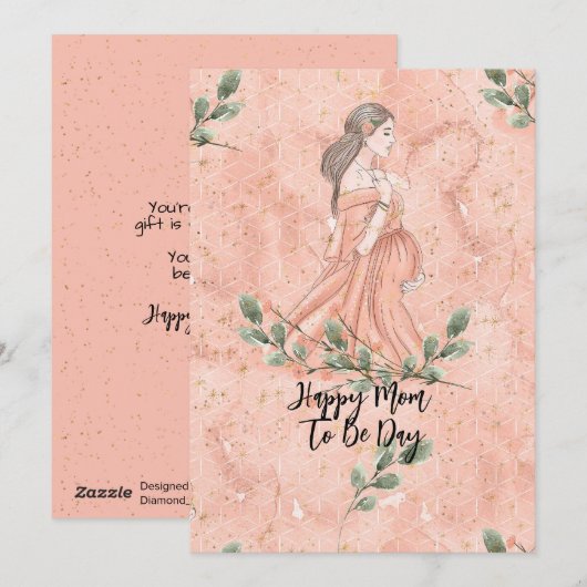 Moederdag Wordt Moeder Perzik Feestdagenkaart (Voorkant / Achterkant)