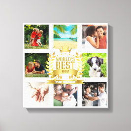 Moederdag Worlds Best Mam Family Photo Collage Canvas Afdruk