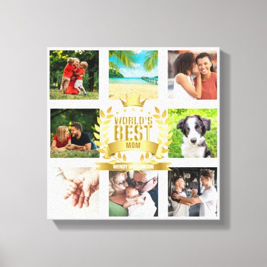 Moederdag Worlds Best Mam Family Photo Collage Canvas Afdruk (Voorkant)