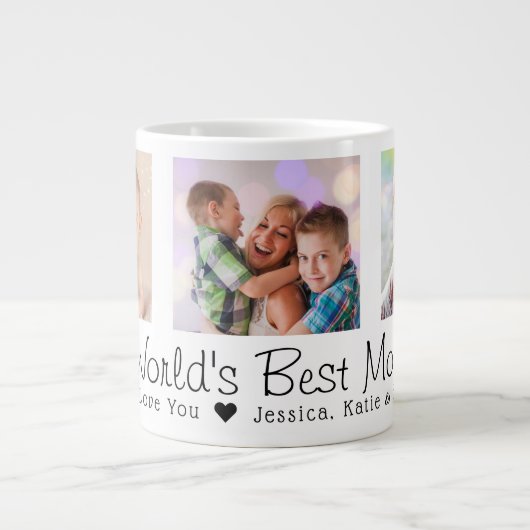 Moederdag World's beste mam 3 foto's Grote Koffiekop (Voorkant)