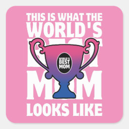Moederdag World's Beste Moeder Biseksuele Vlagkleu Vierkante Sticker