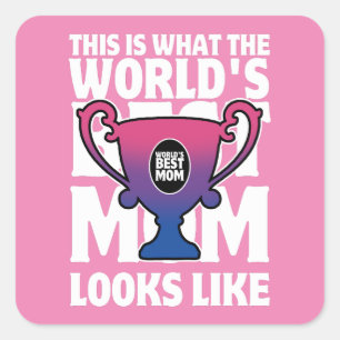 Moederdag World's Beste Moeder Biseksuele Vlagkleu Vierkante Sticker