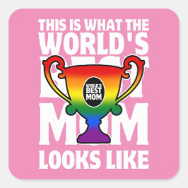 Moederdag World's beste moeder regenboog vlag kleu Vierkante Sticker